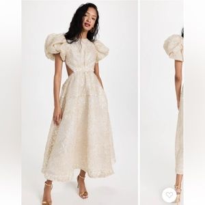 Aje Sculptra Patina Lace Midi Dress